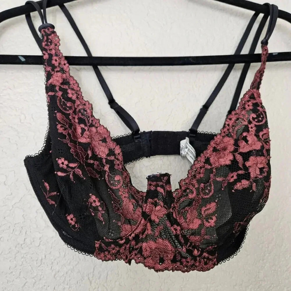Intimately Free People Women’s Rust Black Lace Bra 34DD Black - Picture 3 of 8